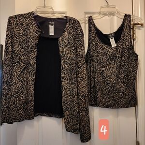 Black and Gold Patterned Cardigan and Tank Set